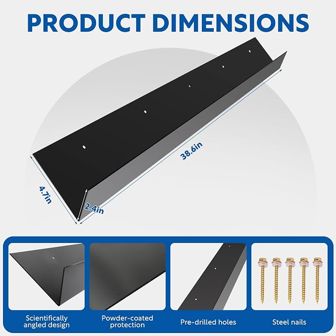 3 pcs Rain Diverter for Roof, 3.2ft Rain Gutter Diverter, Roof Rain Diverter for Shingles Roofing, Roof Chimneys, Doorways, Windows and Roof Vents