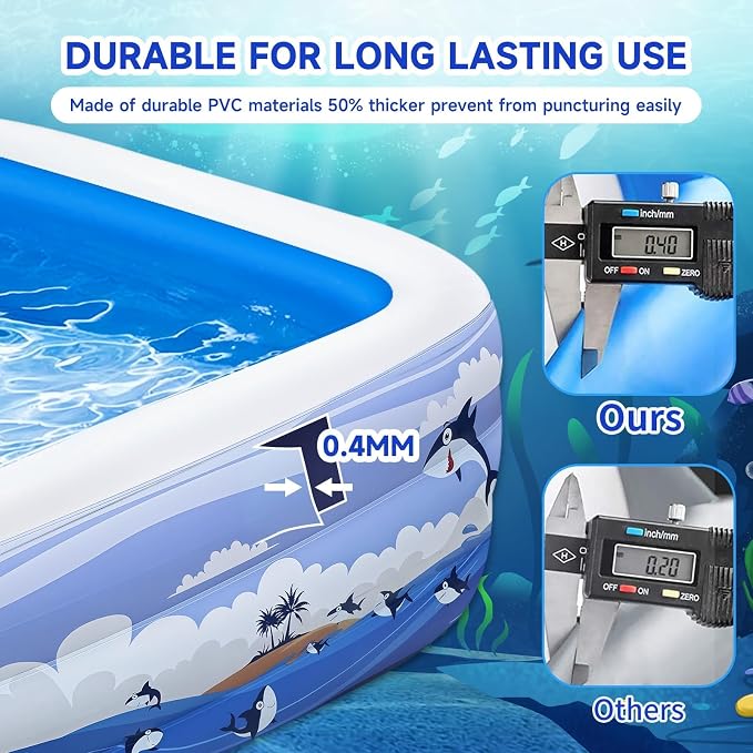 Inflatable Swimming Pool for Kids and Adults- 118" x 68" x 22" Family Full-Sized Blow Up Pools for Kids-Thickened Durable Above Ground Swimming Pool Backyard Lawn, Summer Party Outdoor and Indoor
