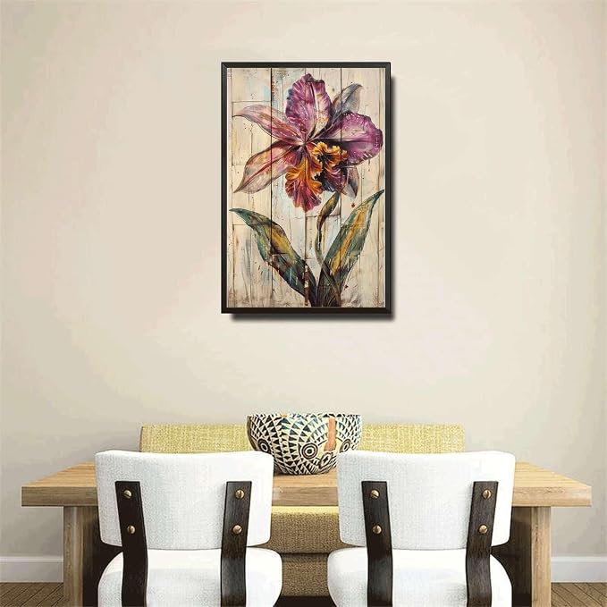 Metal Sign Tin Sign Vintage Antique Exotica Orchid Tin Sign for Shabby Chic Interiors Rustic Elegance and Corrosion Resistant Store Home Decor for Home Decor 12×16 Inches with Metal Frame