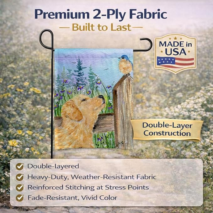 Caroline's Treasures SS8883GF Golden Retriever Garden Flag Mailbox Flag Decorative Yard Flag Banner Outside Patio Artwork Yard Flower Beds, Garden Size, Multicolor