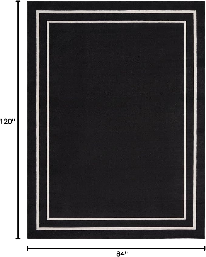 Nourison Home Nourison Essentials Black Ivory 7' x 10' Area Rug - Easy Clean, Non Shedding, Bed Room, Living Room, Dining Room, Kitchen (7' x 10')