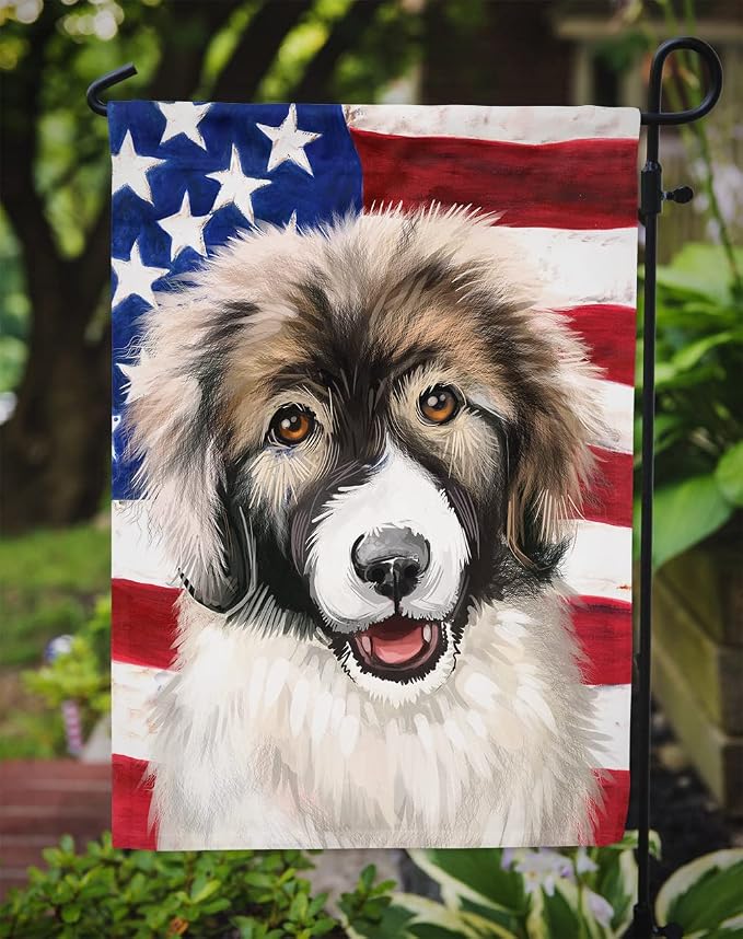 Caroline's Treasures CK6478GF Carpathian Shepherd Dog American Flag Garden Flag Mailbox Flag Decorative Yard Flag Banner Outside Patio Artwork Yard Flower Beds, Garden Size, Multicolor