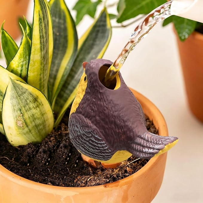 4 Pack Plant Watering Globes - Bird-Shaped Self Plants Watering Spikes with Slow Release, Handmade Terracotta Plant Watering Devices Automatic Vacation for Indoor & Outdoor Potted Plants