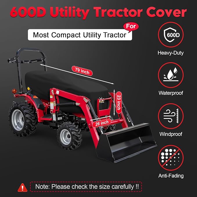 Zettum Tractor Cover - 600D Compact Tractor Cover, Waterproof Tractor Operator Area Covers, Protects Seat & Controls from Rain and Sun, Compatible with John Deere, Kubota, Mahindra and More