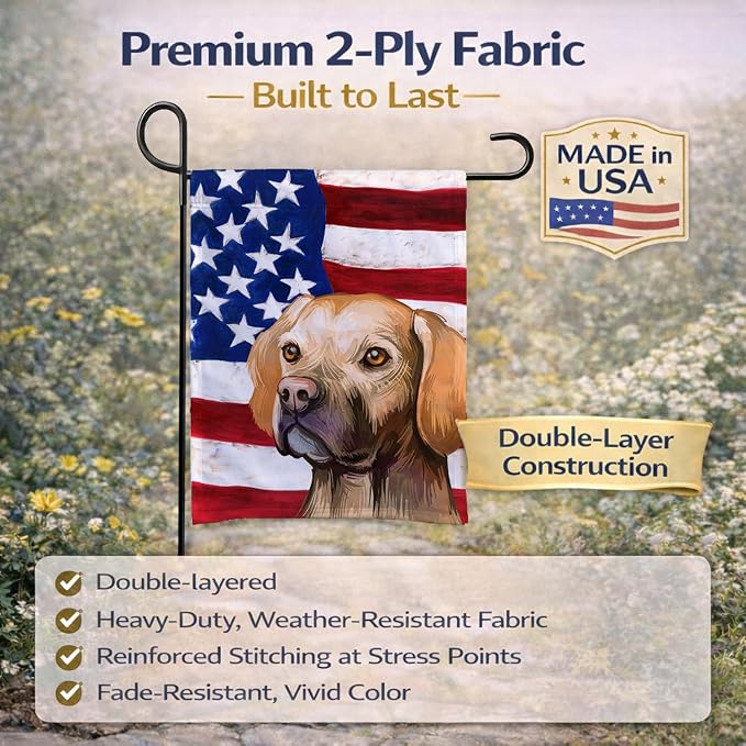 Caroline's Treasures CK6660GF Portuguese Pointer Dog American Flag Garden Flag Mailbox Flag Decorative Yard Flag Banner Outside Patio Artwork Yard Flower Beds, Garden Size, Multicolor
