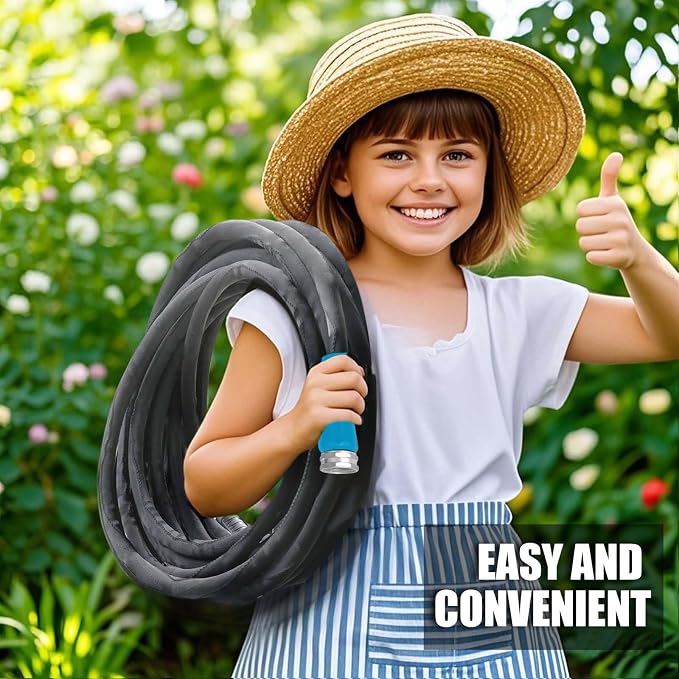 Relxitl Garden Hose 50feet, Water Hose with 10 Function Hose Nozzle, NON-Expandable Hose, Tough & Flexible, Lightweight, Crush Resistant Fittings, Kink & Tangle Free, Rust Proof for Watering