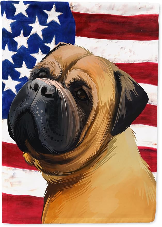 Caroline's Treasures CK6469GF Bullmastiff Dog American Flag Garden Flag Mailbox Flag Decorative Yard Flag Banner Outside Patio Artwork Yard Flower Beds, Garden Size, Multicolor