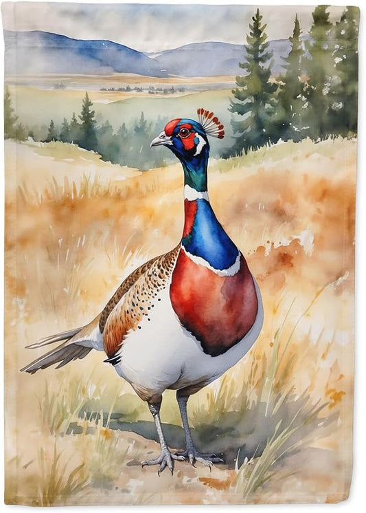 Caroline's Treasures South Dakota Ringnecked Pheasant House Flag Large Porch Sleeve Pole Decorative Outside Yard Banner Artwork Wall Hanging, Polyester, House Size, Multicolor