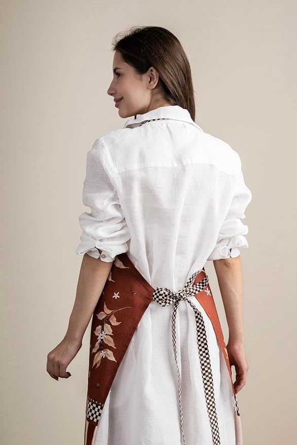 Maison d' Hermine Aprons for women with Pocket 100% Cotton (27.50"x31.50") | Adjustable Neck Strap & long ties Apron Men Chef Wedding Cooking Gardening Server Maid