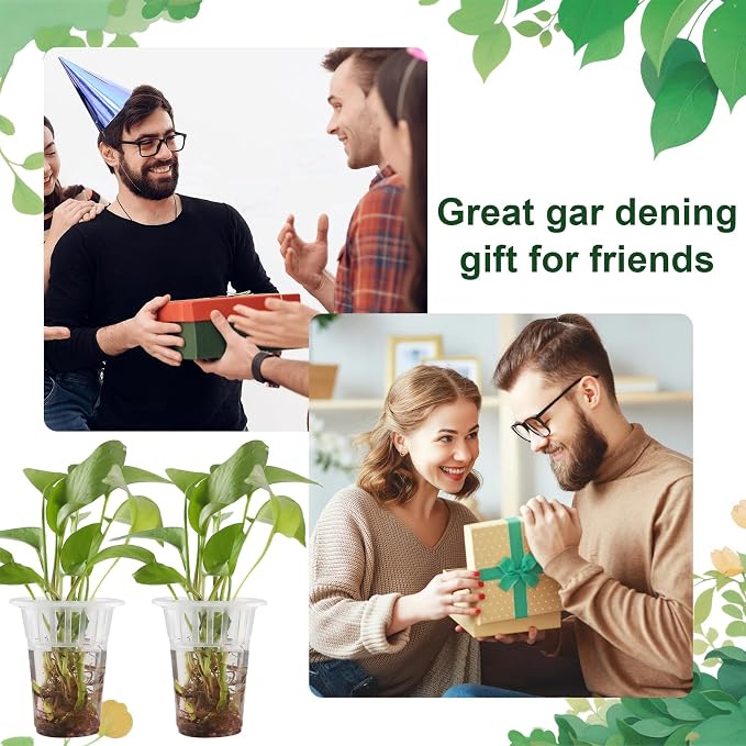 50 Pack Plastic Nursery Pots for Plants Terrarium Plant Propagation Station Tabletop Planting Vase with Hydroponic Baskets 4.5 In Clear Hydroponic Seed Pots for Indoor Plants Home Office Desktop Decor
