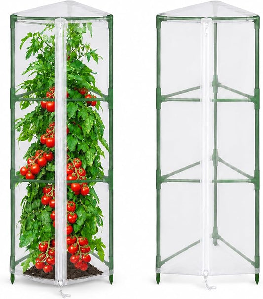 Halatool Garden Tomato Plant Cover Netting, Fits 40–55" Tall Tomato Cages, Garden Bird Netting with Zipper & Drawstring, Insect Barrier, Plant Covers from Insects Animals, 2 Pack, 45"×15.7"