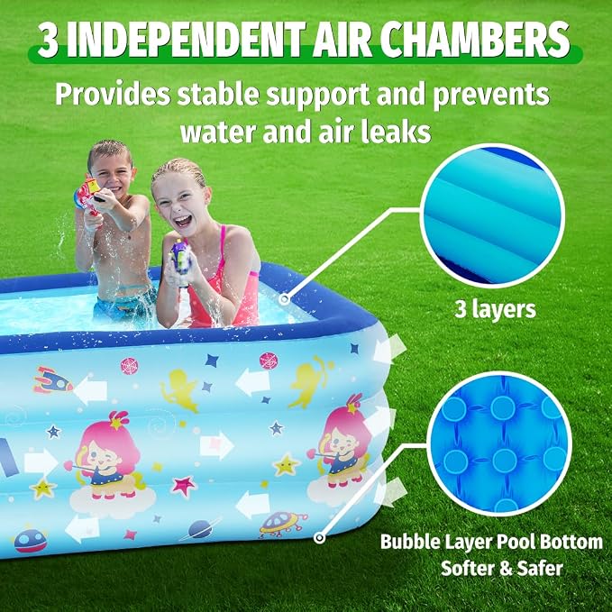Seasons Inflatable Pool for Kids 70"x45"x20" PVC Thickened Swimming Pool | for Summer Garden & Outdoor Backyard Water Parties