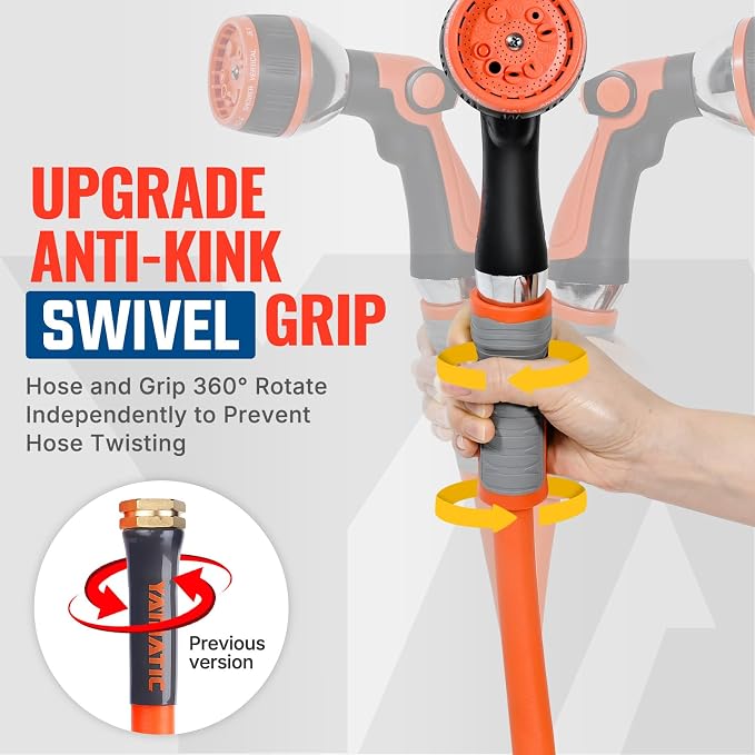 YAMATIC 5/8 in x 5 ft Female-to-Female Short Garden Hose, 2-in-1 Dual Use with Solid Brass Swivel Fitting, All-Weather, 600 PSI Burst