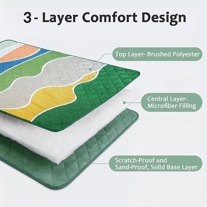 Exclusivo Mezcla Extra Large Waterproof Picnic Blankets 3 Layer, Sandproof and Foldable Outdoor Blanket for Beach Camping, Park and Travel