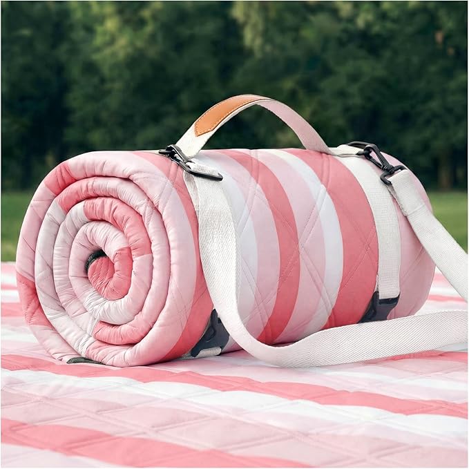 RYCHIC Waterproof Beach Blanket Picnic Outdoor Camping Mat Rug Teen Teenage Tween Sweet Girl Birthday Kid Young Women Daughter Goddaughter College Students 8 9 10 12 13 14 16 17 19 Year Old Pink