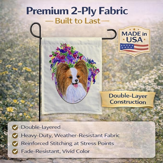 Caroline's Treasures SS8074GF Papillon Garden Flag Mailbox Flag Decorative Yard Flag Banner Outside Patio Artwork Yard Flower Beds, Garden Size, Multicolor