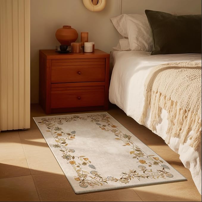 2x3 Washable Small Rugs for Entryway: Floral Door Mat Indoor Entrance Non Slip Rubber Backed Low Pile Soft Throw Area Rugs for Bedroom Kitchen Front Door Indoor Entrance Foyer Entry Farmhouse
