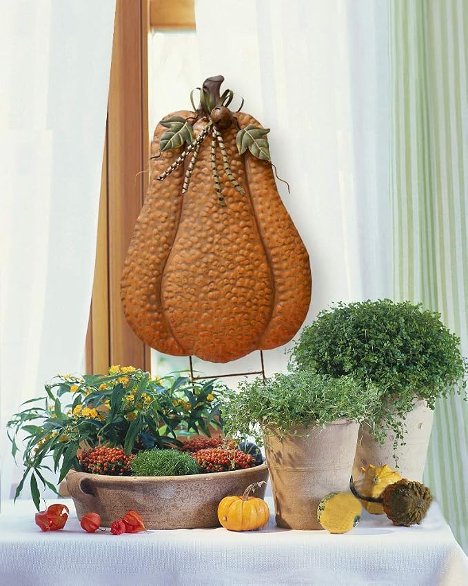 K KILIPES Metal Rustic Pumpkin Yard Stake - Outdoor Fall Decor Garden Stake Autumn Yard Sign for Porch Garden Home Patio Harvest Thanksgiving Halloween Decorations