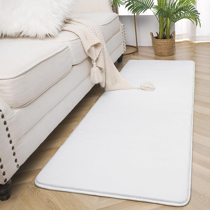 Amearea Modern Soft Hallway Runner Rug, 2x8 Feet Long Runners for Hallways | Washable Runner Rugs, Non Slip Memory Foam Rug White Runner Rugs Carpet for Entrance Kitchen Kids Room Decor