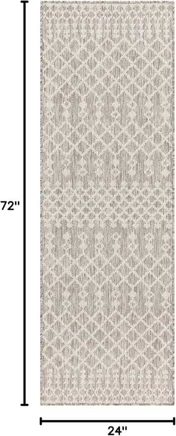 Nourison Home Positano Light Grey 2' x 6' Area Rug - Easy Clean, Non Shedding, Bed Room, Living Room, Dining Room, Kitchen (6' Runner)