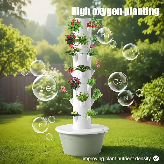 Hydroponic Growing Kit System, Tower Garden Hydroponic Tower with 4 LED Grow Lights, 7 Layer 28 Pots Planter, Indoor Herb Garden Planter for Lettuce, Veggies, and Fresh Greens