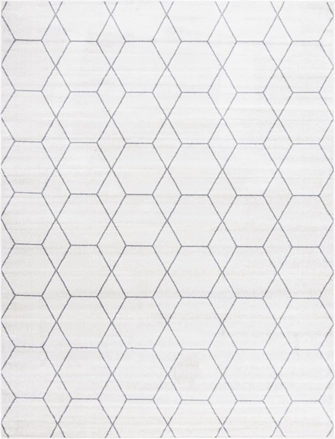 Unique Loom Trellis Frieze Collection Area Rug - Geometric (10' x 13', Ivory/ Gray)
