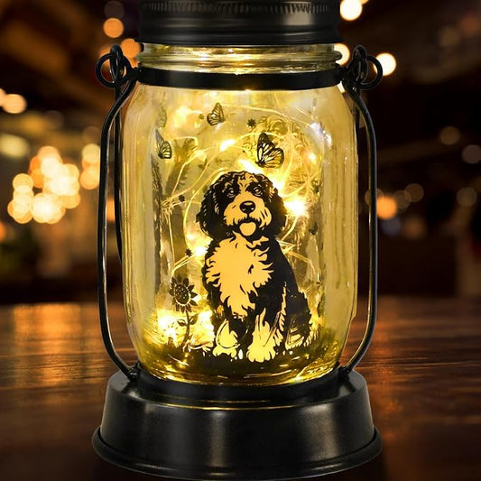 kyoryuger Portuguese Water Dog Gifts for Women/Men Portuguese Water Dog Solar Lanterns Mom Birthday Pet Lovers Lantern Pet Loss Memorial Lights Solar Garden Decoration for Yard, Patio,Backyard,Torches