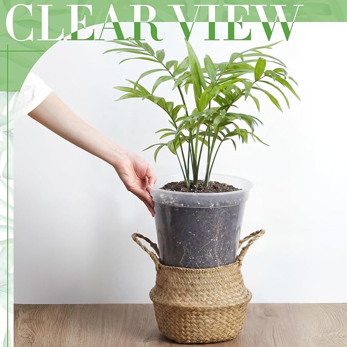 Vesici 6 Pcs 13 Inch Large Thickened Clear Nursery Pots Variety Pack Plant Pots with Drainage Holes Planters for Indoor Plants Flexible Transparent Plastic Plant Bottle Succulents