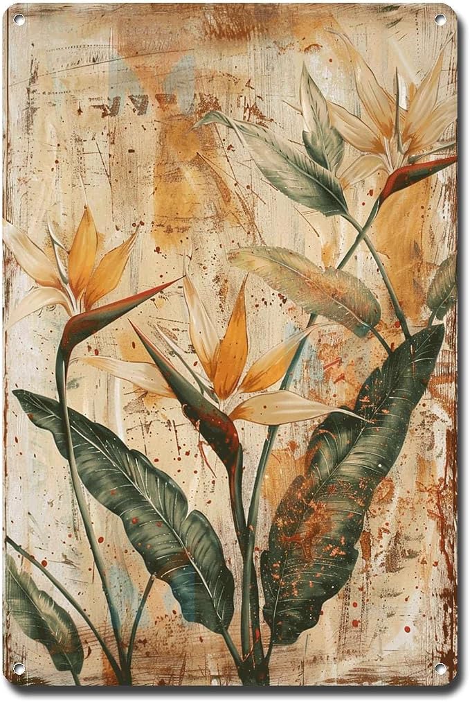 Metal Sign Tin Sign Vintage Wall Art Rustic Elegance Bird of Paradise Tin Sign for Vintage Wall Decor Shabby Chic Interiors and Corrosi Bathroom Signs for Home for Pub 6×8 Inches