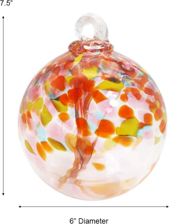 Dale Tiffany Hand Blown Glass, 6" Diameter Eden, Tree of Life Collection, Witch Globe Hanging Garden Indoor/Outdoor Decorative Ornament Gazing Ball