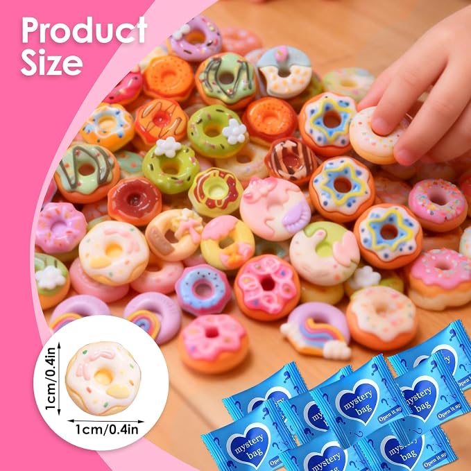 Mini Glow In The Dark Animal Resin Models, Resin Animals Mystery Bags, Individually Wrapped Blind Bags Tiny Animal Figurines, Collectible Mini Animals For Fairy Garden, DIY Crafts (200, Doughnut)
