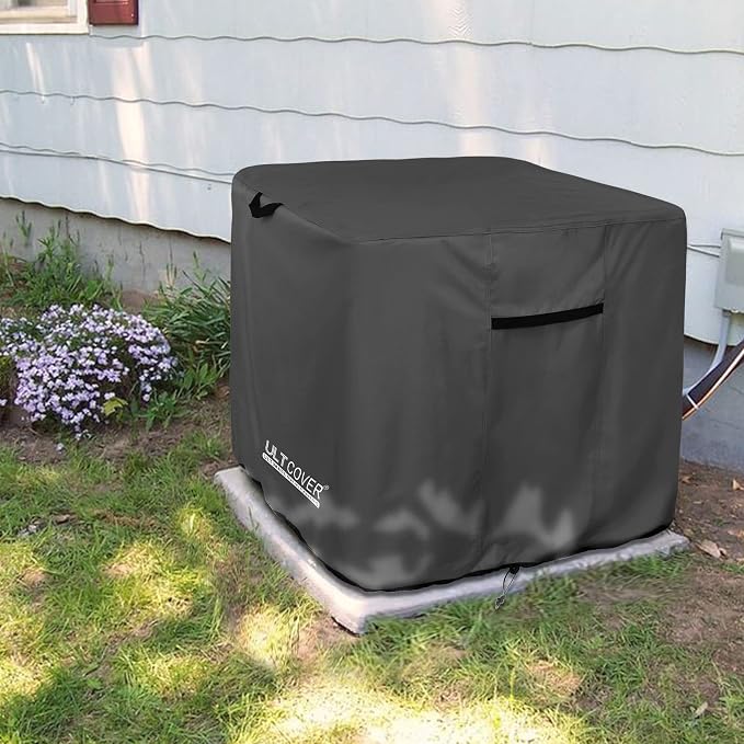ULTCOVER Waterproof Square Air Conditioner Cover for Outside AC Units Size Upto 26W x 26D x 32H inch, Black