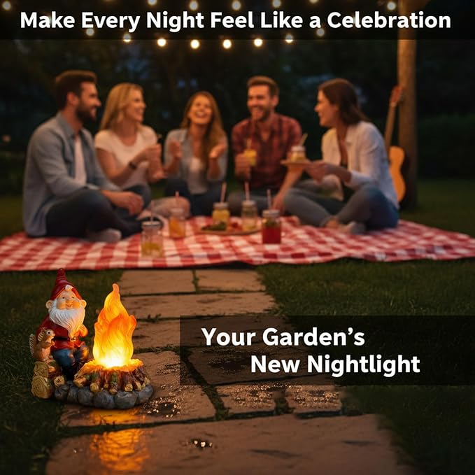 Solar Light-Up Garden Gnome Statue - Waterproof Outdoor Decor for Garden, Yard, Porch Patio Lawn Balcony,Decorations for Families and Holiday Enthusiasts for Women,Grandma, Housewarming