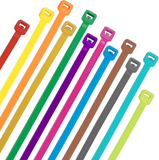 XINGO 1200 PCS Colored Garden Zip Ties 12 inch, 50 lbs Strength, Multicolor Self-Locking Nylon Zip Ties for Marking Chickens Legs or Deco Mesh Wreath Supplies