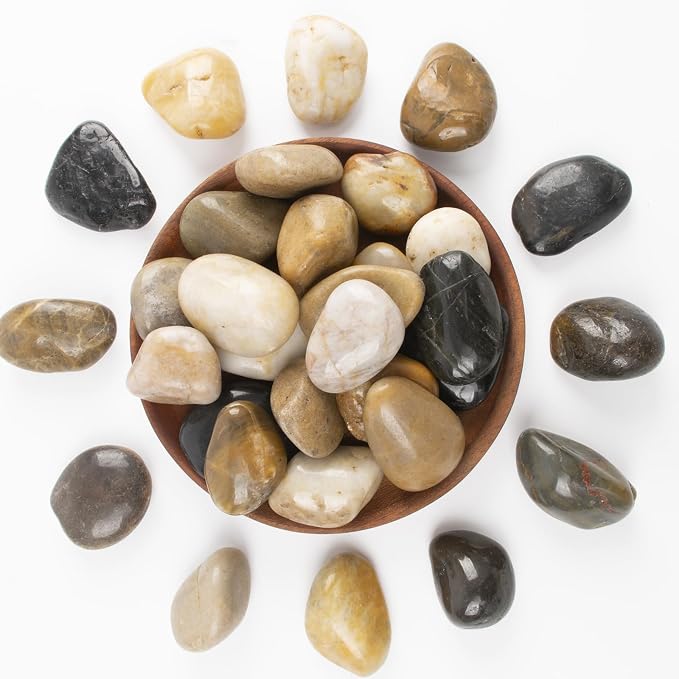 40lbs 1-2 Inch River Rocks, Decorative Mixed Pebbles for Garden Landscaping, Indoor Plants, Fish Tanks, Vases, and Succulents – Ideal for Home Decoration and Outdoor Gardens (Weight : 40 LB, Mixed)