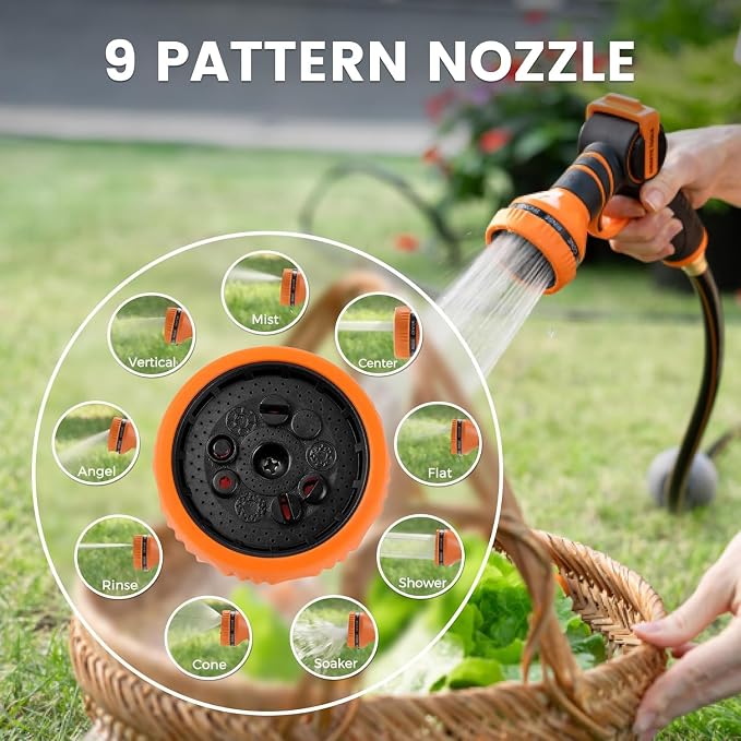 Giraffe Tools Retractable Garden Hose Reel 1/2 Inch x 130 ft, Super Heavy Duty, Any Length Lock, Slow Return System, Wall Mounted and 180 Deg Swivel Bracket