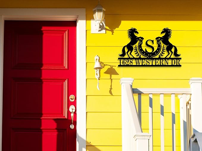 Personalized Horse Metal Address Sign, House Numbers for Outside, Home Address Numbers, Custom Metal House Numbers Sign for Outside, Address Plates for Outside
