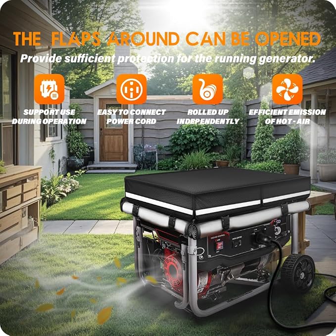 Generator Cover. 32x24x24 Inch Generator Covers While Running, Top Can Be Opened for Refueling. All-weather Generator Protective Cover.Black