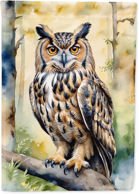 Caroline's Treasures Eurasian Eagle Owl House Flag Large Porch Sleeve Pole Decorative Outside Yard Banner Artwork Wall Hanging, Polyester, House Size, Multicolor