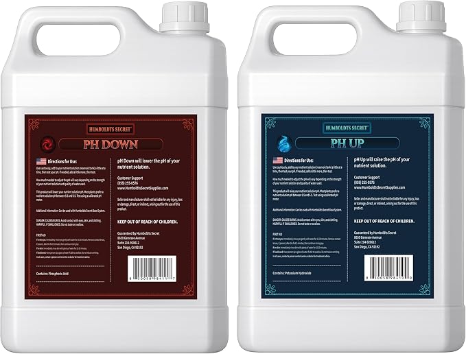 Humboldts Secret pH Up and pH Down Control Kit | Liquid Nutrient Solution Balancer for Plants | for Soil, Hydroponic, Coco, and DWC Systems | Supports Nutrient Absorption and Growth | 2.5 Gallon
