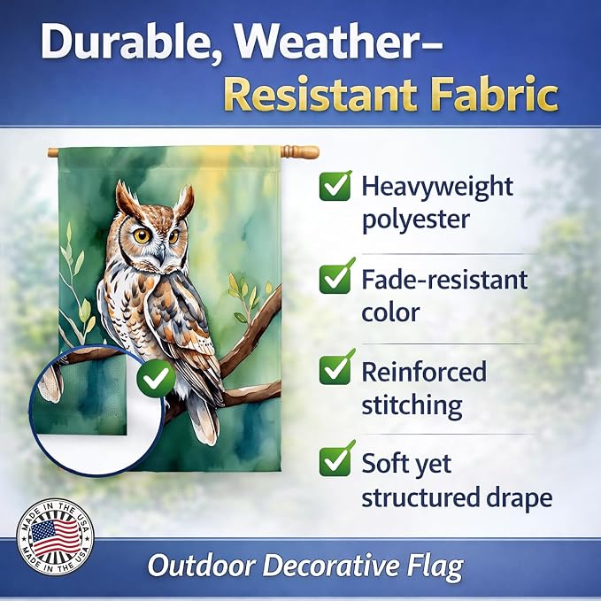 Caroline's Treasures Western Screech Owl House Flag Large Porch Sleeve Pole Decorative Outside Yard Banner Artwork Wall Hanging, Polyester, House Size, Multicolor