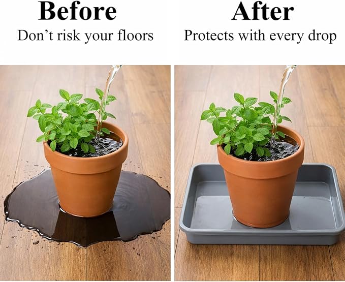 10 Pack Square Plant Saucer 4.7 Inches Plant Trays for Pots Plastic Square Drip Trays Flower Pot Saucers Planter Water Tray Plant Drainage Tray, Gray