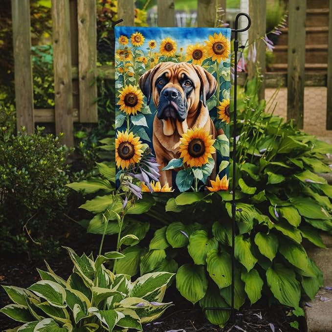 Caroline's Treasures DAC6120GF Mastiff in Sunflowers Garden Flag Mailbox Flag Decorative Yard Flag Banner Outside Patio Artwork Yard Flower Beds, Garden Size, Multicolor