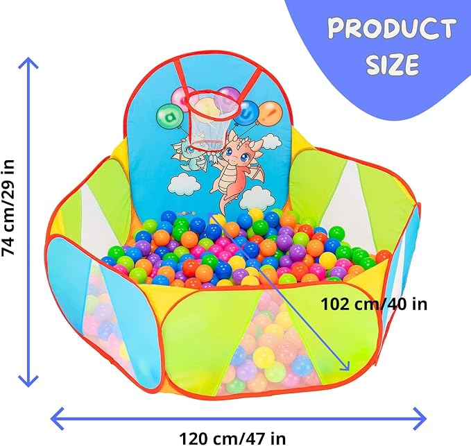 Ball Pit for Toddlers | Kids Ball Pit | Ball Pool for Babies | Piscina de Pelotas para Bebes | Playpen with Basketball Hoop and Zipper Storage Bag, 4 Ft/120CM C : Balls NOT Included