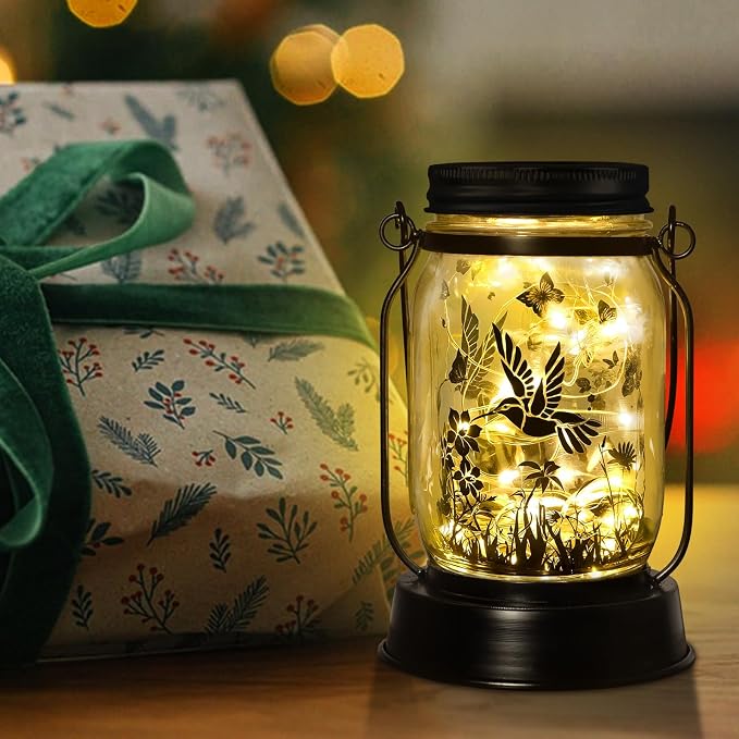 kyoryuger Hummingbird Gifts for Women/Mom/Grandma Hummingbird Solar Lanterns Mom Birthday Bird Lovers Lantern Birds Lights Solar Garden Decoration for Yard, Patio,Porch Torches, Home Decor