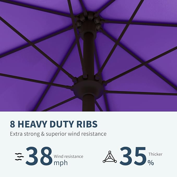 PatioKingdom 11FT Patio Umbrella,Outdoor Umbrella with Push Button Tilt and Crank,Market Table Umbrella with 8 Sturdy Fiberglass Ribs UV Protection