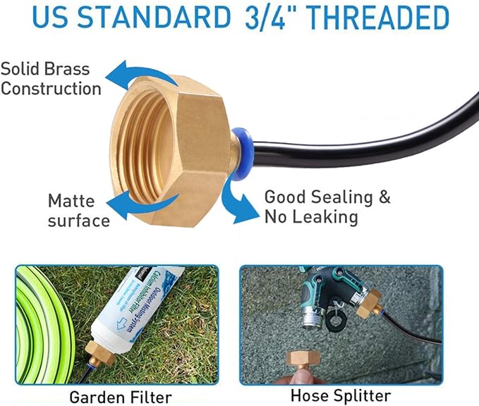H&G lifestyles Patio Mister, Outddor Misters for Outside Patio,Water Misters for Cooling,59FT Misting System for Green House,20 Brass Mister Nozzles,Fits 3/4" GHT Garden Hose,for Backyard Trampoline