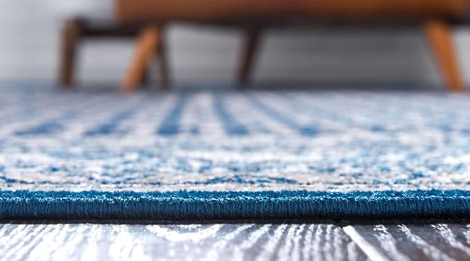 Unique Loom Williamsburg Collection Traditional Border with Dotted Center Area Rug, Rectangular 5' 0" x 8' 0", Navy Blue/Gray