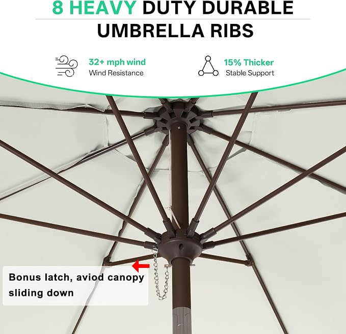 ABCCANOPY 10ft Scalloped Patio Umbrella, Outdoor Table Umbrella with Tilt and Crank, Fiberglass Ribs Deck Umbrella for Patio, Pool, Garden, Picnic (Light Beige)