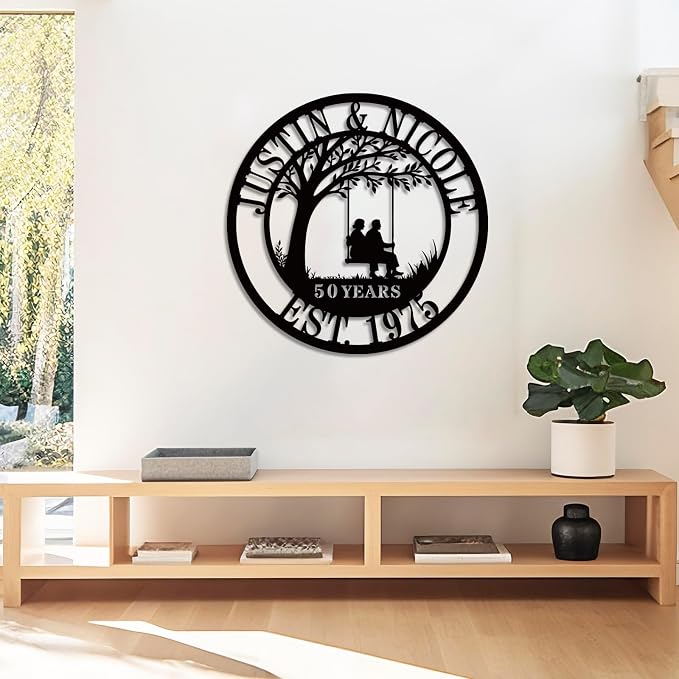 Personalized 50th/60th/25th/30th/40th/10th Anniversary Wedding Gifts for Couple Parent Husband Wife, Wedding Gifts for Couples, Custom Metal Name Signs, House Warming Gifts New Home